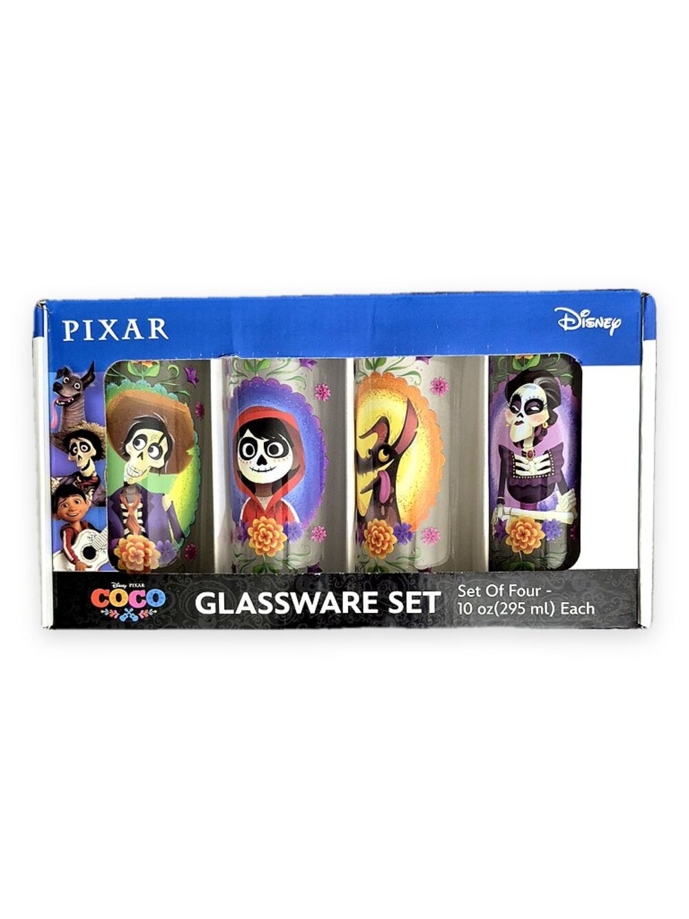Silver Buffalo Disney Pixar Coco Glassware Set of 4 Drinking Glasses 10oz NIB